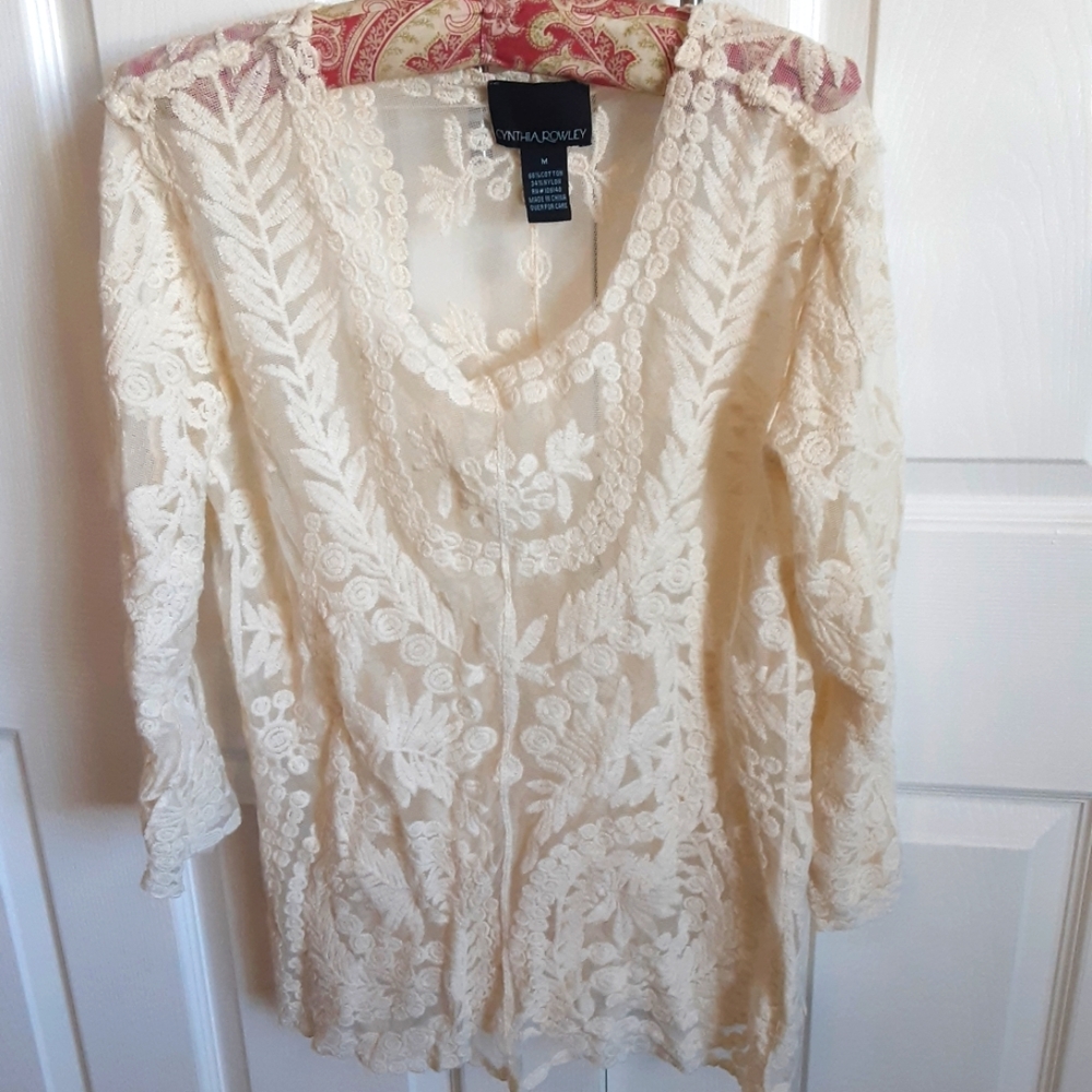 Cynthia Rowley lace blouse, off white